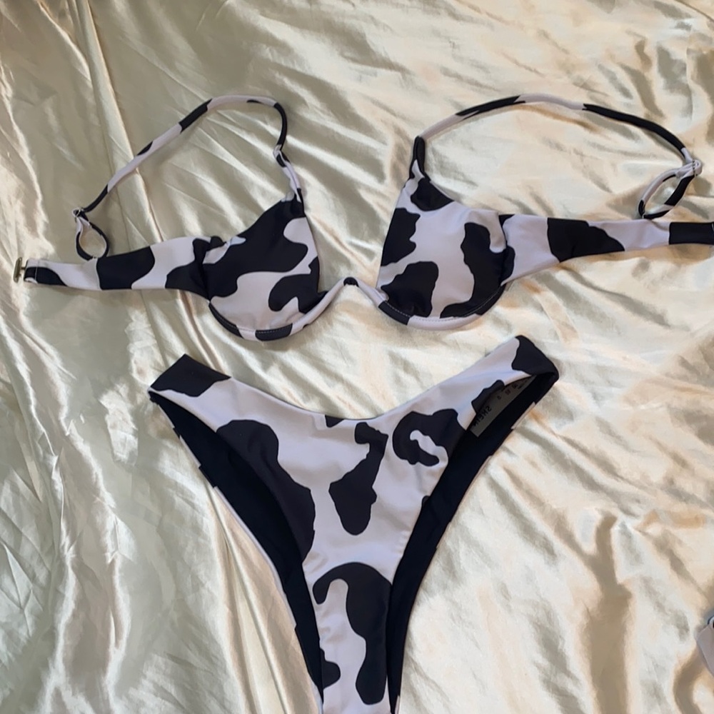 COW PRINT 3 PIECE SWIM SUIT